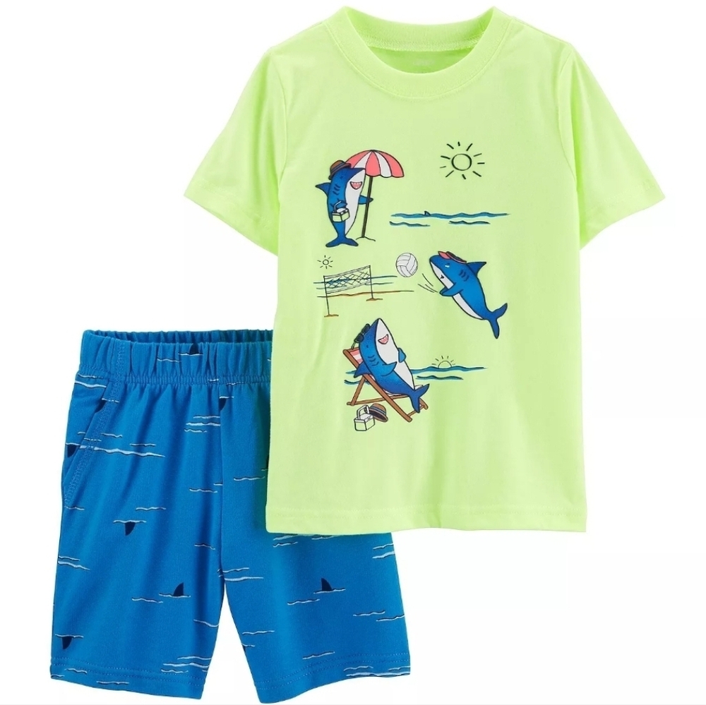 💥4/$25 Carter's 2-Piece Graphic Whale Tee & Shorts Sets, Size: 3T